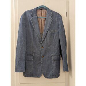Norm Thompson Mens 42R Blue Denim Blazer Jacket With Button-Front Closure